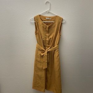 Linen dress from Korea - mustard color detachable belt size medium
